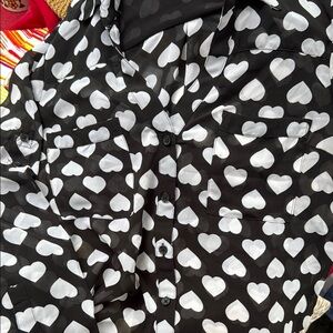 Black and White Heart Patterned Shirt